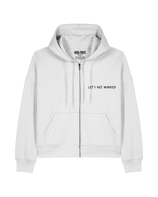 Cropped Hoodie à Zip Brodé "Let's Get Married" - Mira Paris