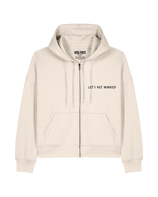Cropped Hoodie à Zip Brodé "Let's Get Married" - Mira Paris