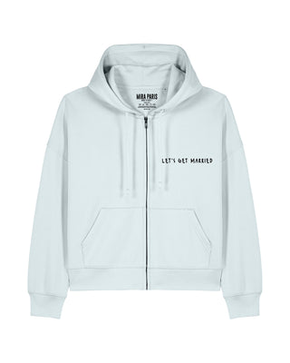 Cropped Hoodie à Zip Brodé "Let's Get Married" - Mira Paris