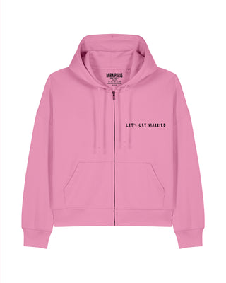 Cropped Hoodie à Zip Brodé "Let's Get Married" - Mira Paris