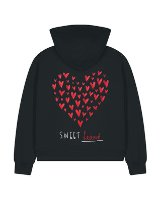 Cropped Hoodie à Zip Brodé "Sweetheart" - Mira Paris