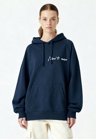 Hoodie Raglan Brodé "I Don't Care"