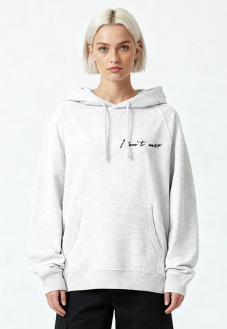Hoodie Raglan Brodé "I Don't Care"