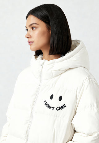 Doudoune Oversize Brodée "I Don't Care"