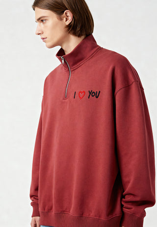 Sweatshirt à Zip Brodé "I Love You"