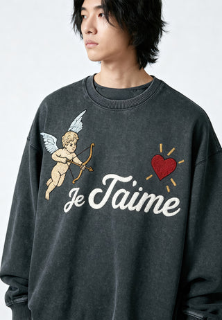 Sweatshirt Oversize Brodé "Je T'aime"