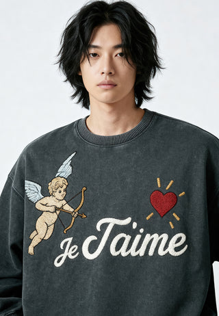 Sweatshirt Oversize Brodé "Je T'aime"