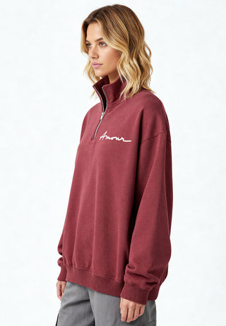 Sweatshirt à Zip Brodé "Amour"