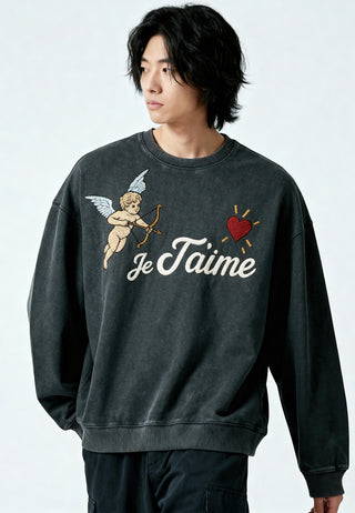 Sweatshirt Oversize Brodé "Je T'aime"