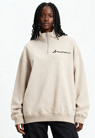 Sweatshirt à Zip Brodé "Amour"