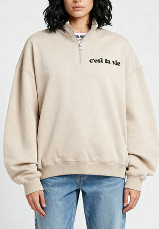 Sweatshirt à Zip Brodé "C'est La Vie"