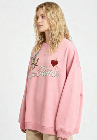 Sweatshirt Oversize Brodé "Je T'aime"