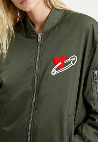 Veste Bomber Brodée "Coeur Pins"