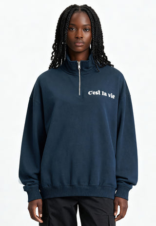 Sweatshirt à Zip Brodé "C'est La Vie"