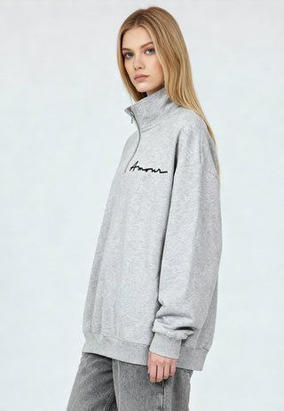 Sweatshirt à Zip Brodé "Amour"