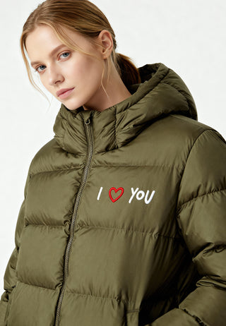 Doudoune Oversize Brodée "I Love You"