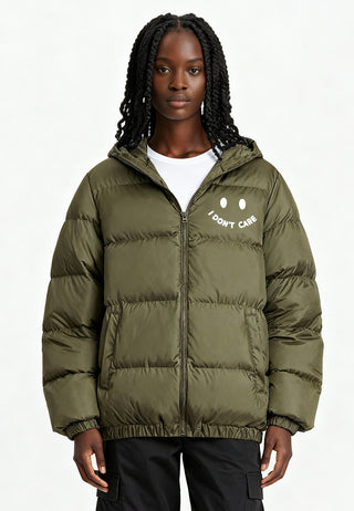 Doudoune Oversize Brodée "I Don't Care"