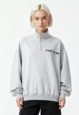 Sweatshirt à Zip Brodé "C'est La Vie"
