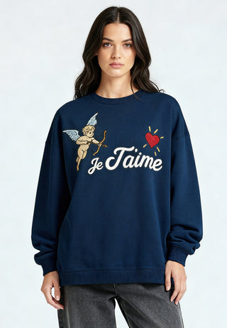 Sweatshirt Oversize Brodé "Je T'aime"
