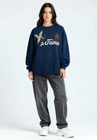 Sweatshirt Oversize Brodé "Je T'aime"