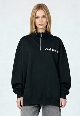 Sweatshirt à Zip Brodé "C'est La Vie"