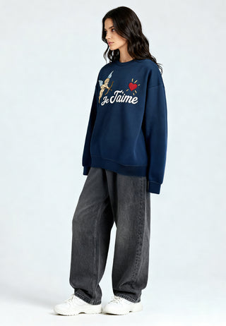 Sweatshirt Oversize Brodé "Je T'aime"