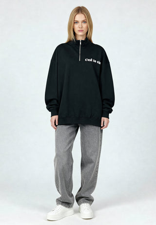 Sweatshirt à Zip Brodé "C'est La Vie"