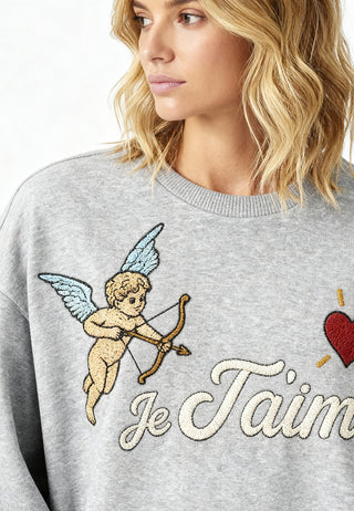 Sweatshirt Oversize Brodé "Je T'aime"
