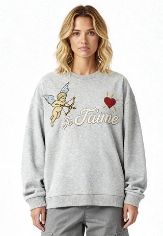Sweatshirt Oversize Brodé "Je T'aime"