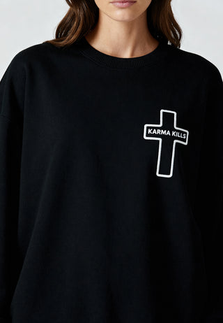 Sweatshirt Oversize Brodé "Karma Kills"