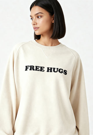 Sweatshirt Raglan Brodé "Free Hugs"