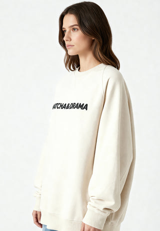 Sweatshirt Raglan Brodé "Matcha & Drama"