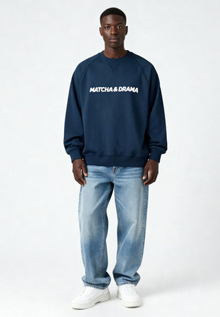 Sweatshirt Raglan Brodé "Matcha & Drama"