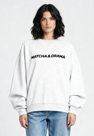 Sweatshirt Raglan Brodé "Matcha & Drama"