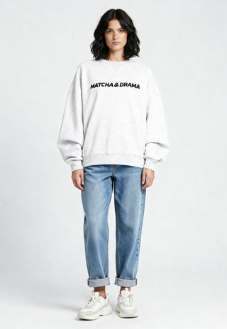 Sweatshirt Raglan Brodé "Matcha & Drama"