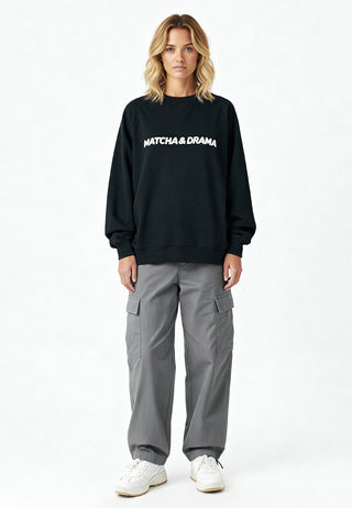 Sweatshirt Raglan Brodé "Matcha & Drama"