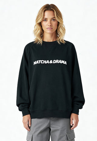 Sweatshirt Raglan Brodé "Matcha & Drama"