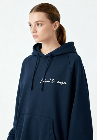 Hoodie Raglan Brodé "I Don't Care"