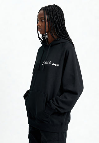 Hoodie Raglan Brodé "I Don't Care"