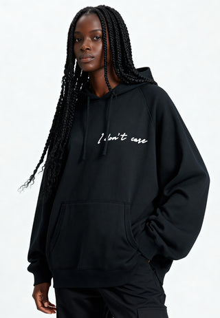Hoodie Raglan Brodé "I Don't Care"