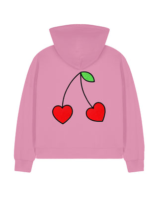 Cropped Hoodie à Zip Brodé "Cerises"