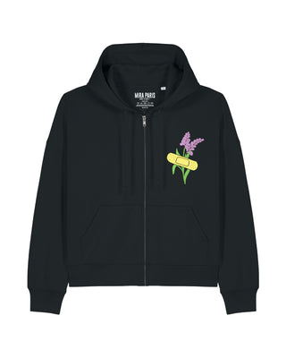 Cropped Hoodie à Zip Brodé "Bandage"