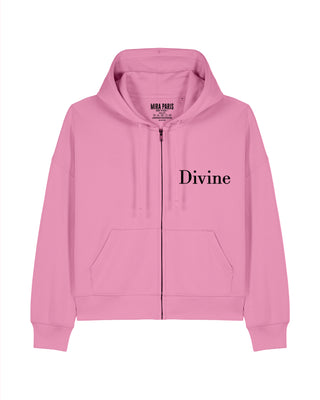 Cropped Hoodie à Zip Brodé "Divine"