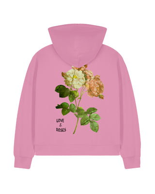 Cropped Hoodie à Zip Brodé "Love & Roses"