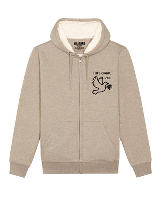 Hoodie Sherpa Brodé "Libre Comme L'Air"