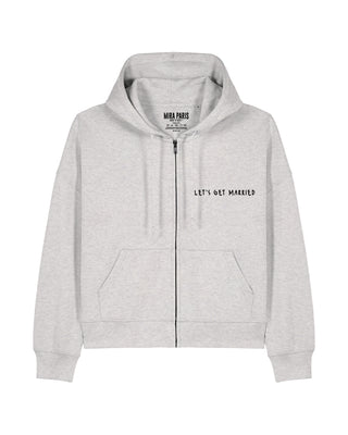 Cropped Hoodie à Zip Brodé "Let's Get Married"