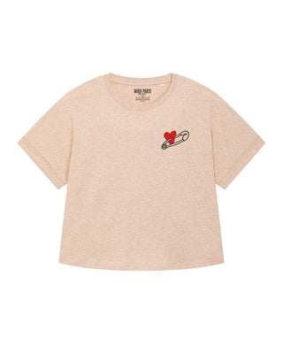 T-shirt Oversize Brodé "Coeur Pins"