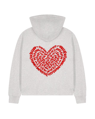 Cropped Hoodie à Zip Brodé "Corazon"