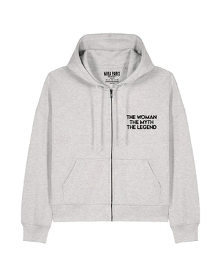 Cropped Hoodie à Zip Brodé "Legend"