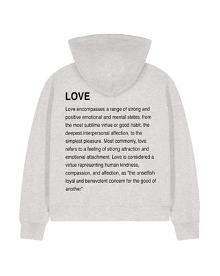 Cropped Hoodie à Zip Brodé "Love Definition"